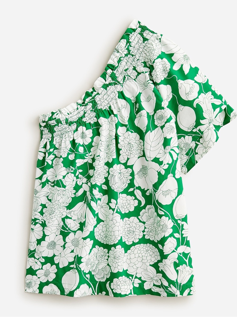 J. Crew Kelly green white floral one shoulder new top NWT